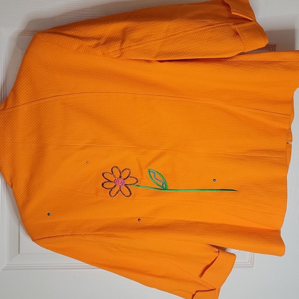 Focus 2000 Orange Jacket 14 Beaded Dragon Fly Floral - Picture 8 of 9